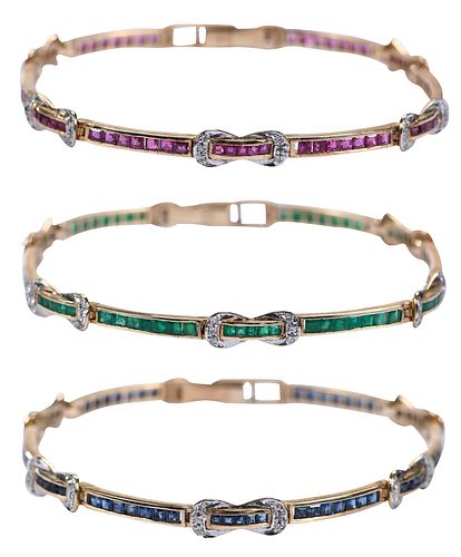 THREE 14KT. DIAMOND AND GOLD