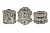 THREE 18 KARAT WHITE GOLD & DI