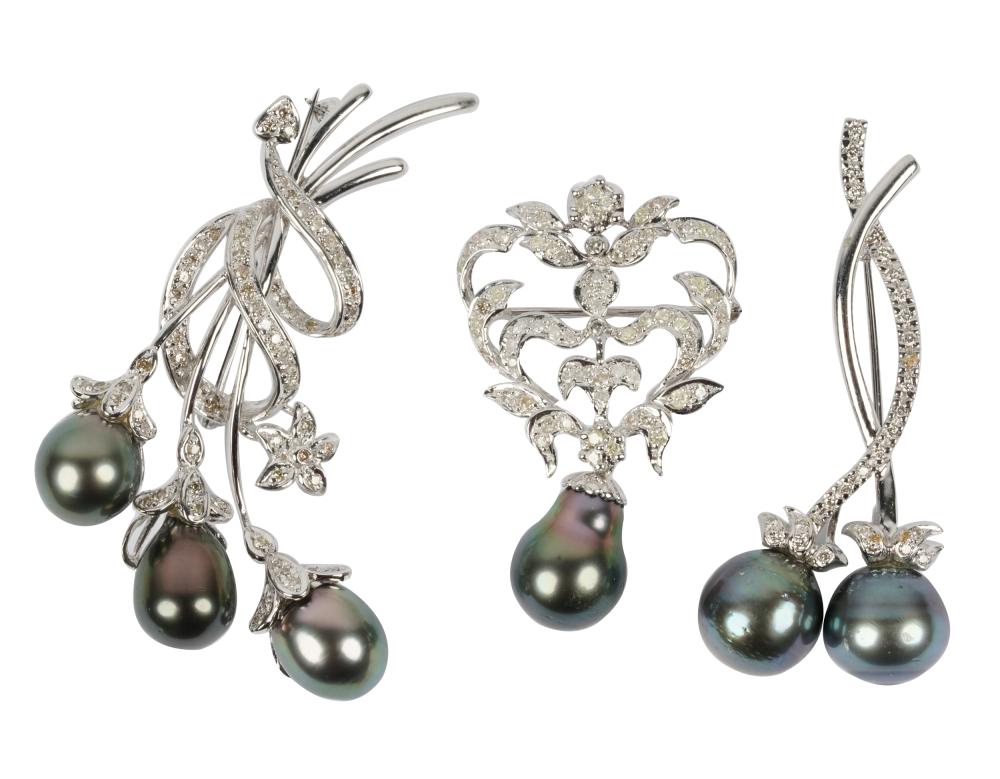 THREE 18 KARAT WHITE GOLD, DIAMOND,