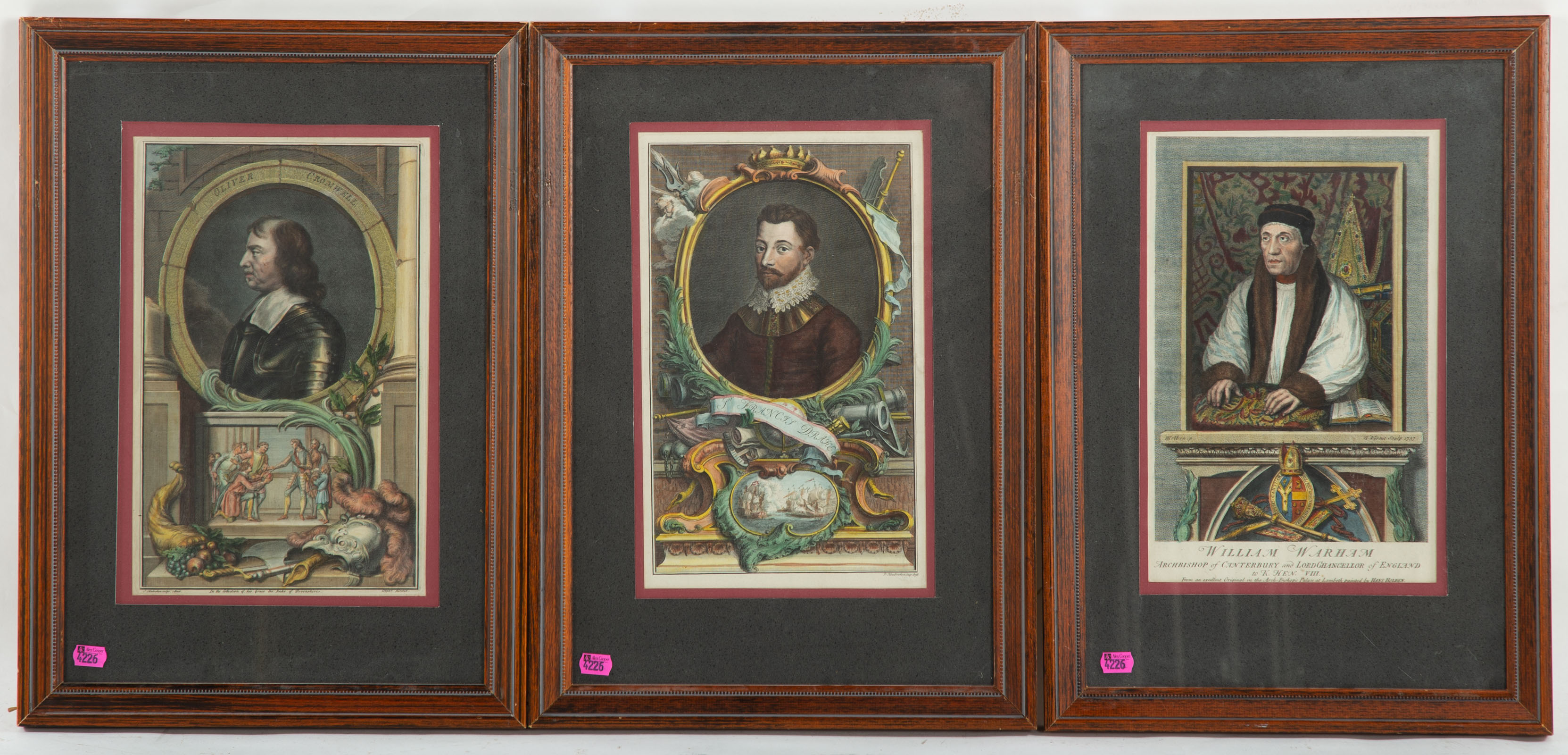 THREE 18TH C. HAND COLORED PORTRAIT