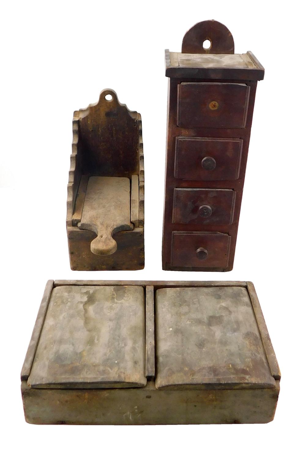 THREE 18TH/19TH C. WOODEN STORAGE