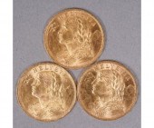 Three 1922 Swiss Helvita 20 fr