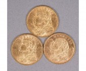 Three 1922 Swiss Helvita 20 fr