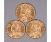 Three 1935 Swiss Helvita 20 fr