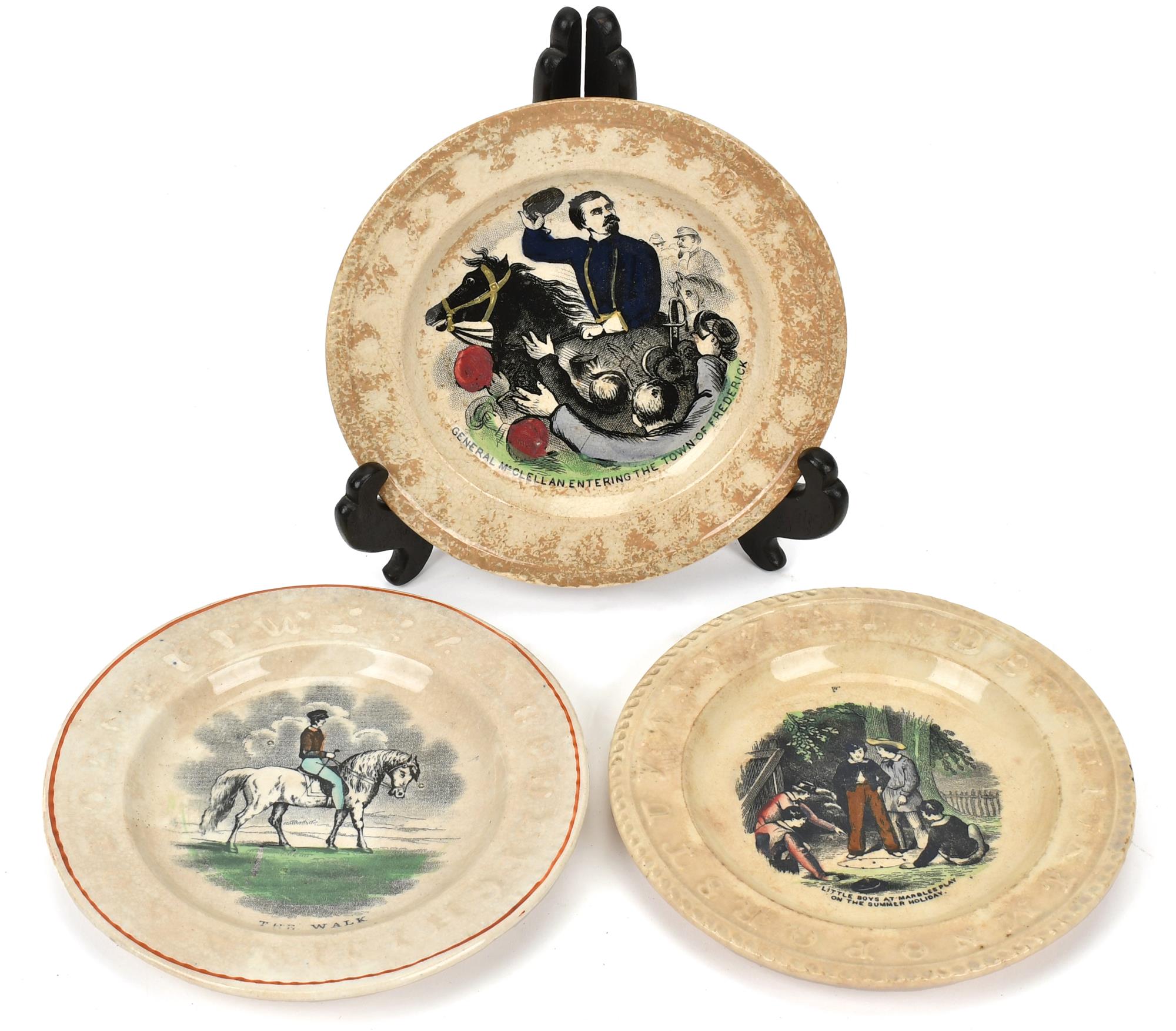 THREE 19TH C. CHILD’S ABC PLATES.