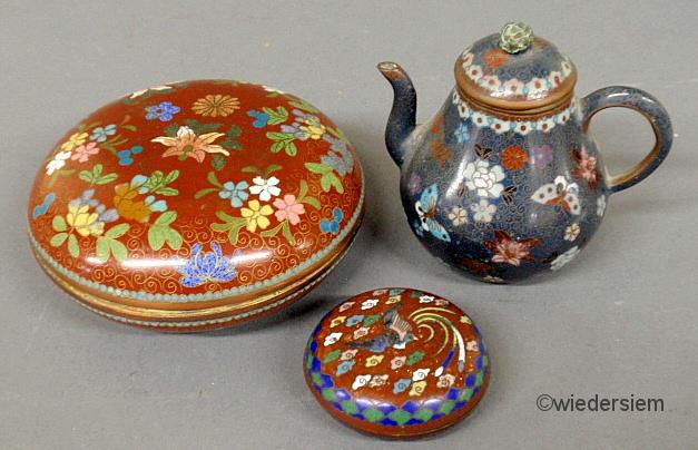 Three 19th c. cloisonné pieces-