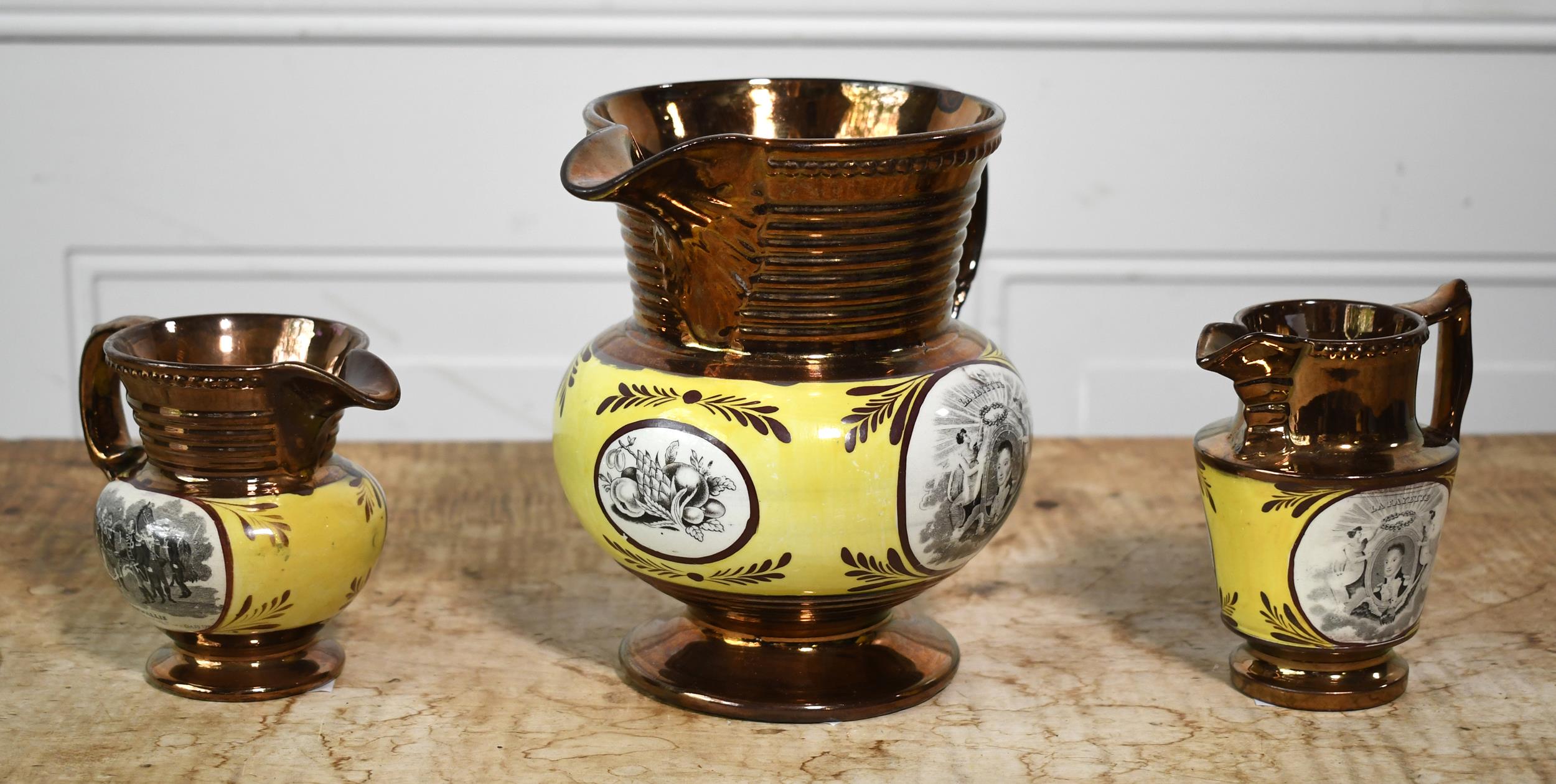 THREE 19TH C. COPPER LUSTER