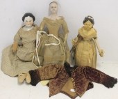 THREE 19TH C DOLLS.  ONE IS 15