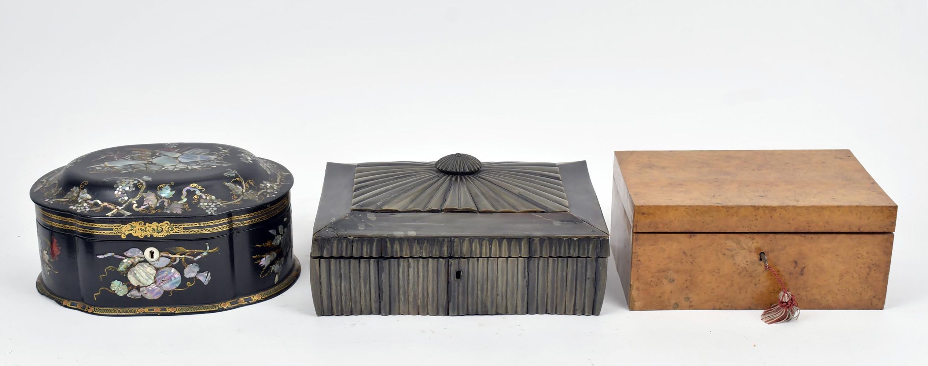 THREE 19TH C. DRESSER BOXES. An