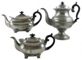 THREE 19TH C. ENGLISH PEWTER T