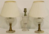 Three 19th C. fluid glass lamp