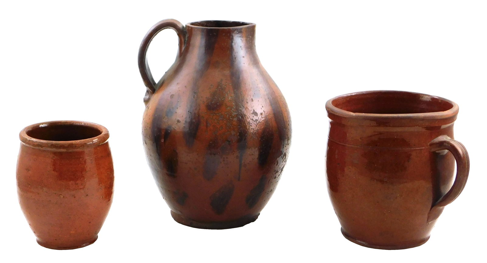 THREE 19TH C. GLAZED REDWARE