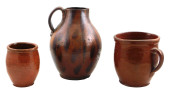 THREE 19TH C. GLAZED REDWARE V