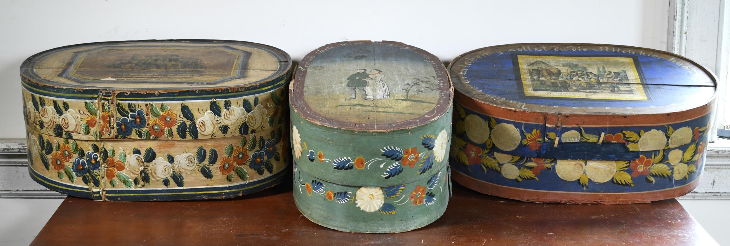 THREE 19TH C. PAINT DECORATED