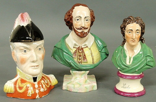 Three 19th c. Staffordshire busts