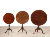 THREE 19TH C. TILT-TOP MAHOGAN