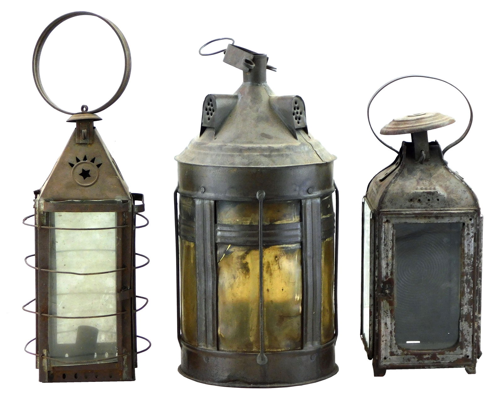 THREE 19TH C. TIN CANDLE