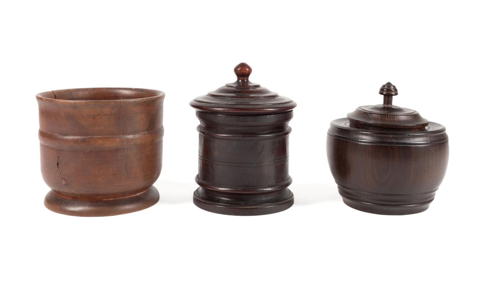 THREE 19TH C. TREENWARE WOODEN