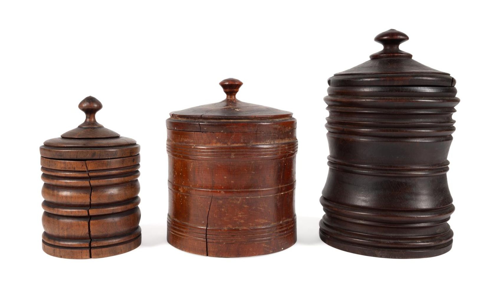 THREE 19TH C. TREENWARE WOODEN