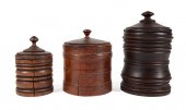 THREE 19TH C. TREENWARE WOODEN