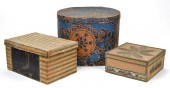 THREE 19TH C. WALLPAPER BOXES.
