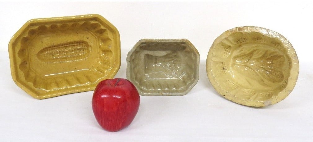 THREE 19TH C. YELLOW WARE BUTTER