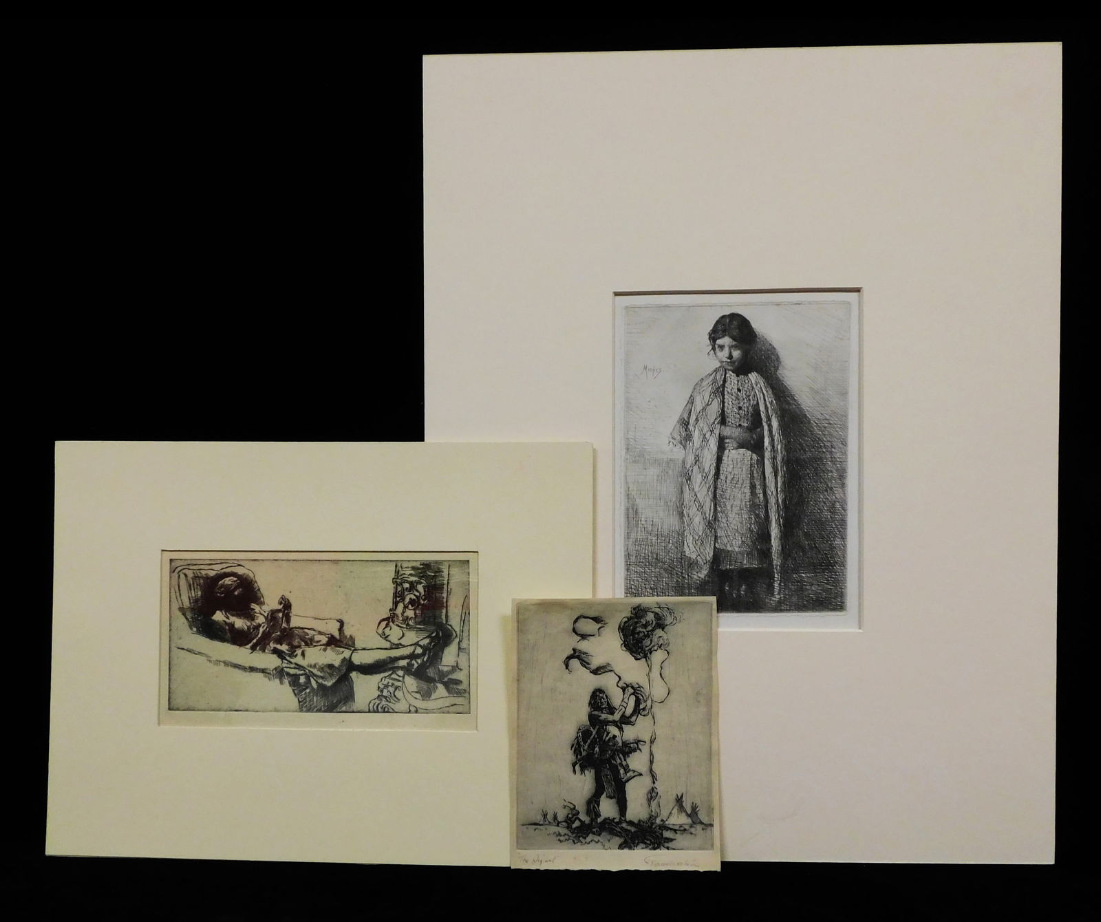 THREE 20TH C. ETCHINGS,
