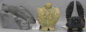 THREE 20TH C. INUIT STONE CARV