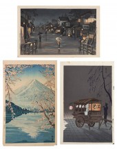 THREE 20TH CENTURY WOODBLOCK P
