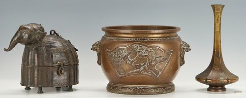 THREE (3) ASIAN BRONZE ITEMS, INCL.