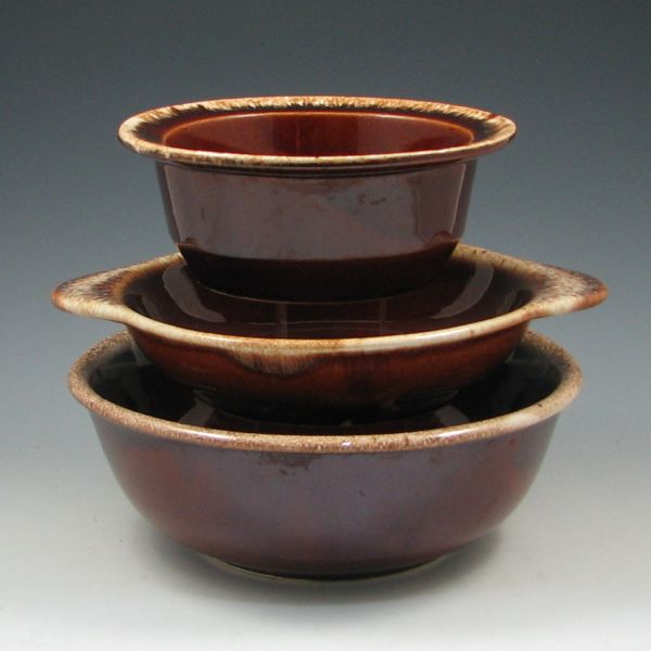 Three (3) Hull Mirror Brown Bowls