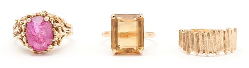 THREE (3) LADIES 14K GOLD &