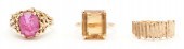 THREE (3) LADIES 14K GOLD & GE