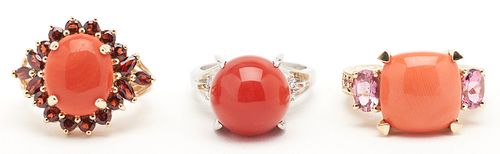 THREE (3) LADIES GOLD, CORAL, &