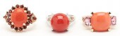 THREE (3) LADIES GOLD, CORAL,