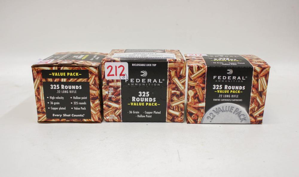 THREE 325 ROUND BOXES OF 22LR