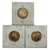 THREE $5 LIBERTY GOLD EAGLES: