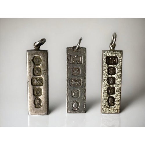 Three 925 silver ingots.Weight -