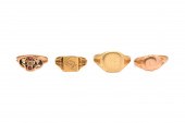 THREE 9CT GOLD SIGNET RINGS AN