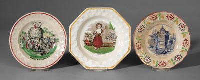 Three ABC plates: one octagonal,