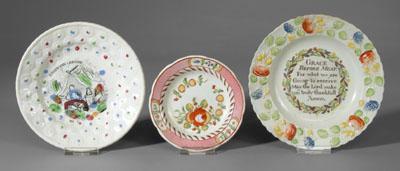 Three ABC plates: one round with