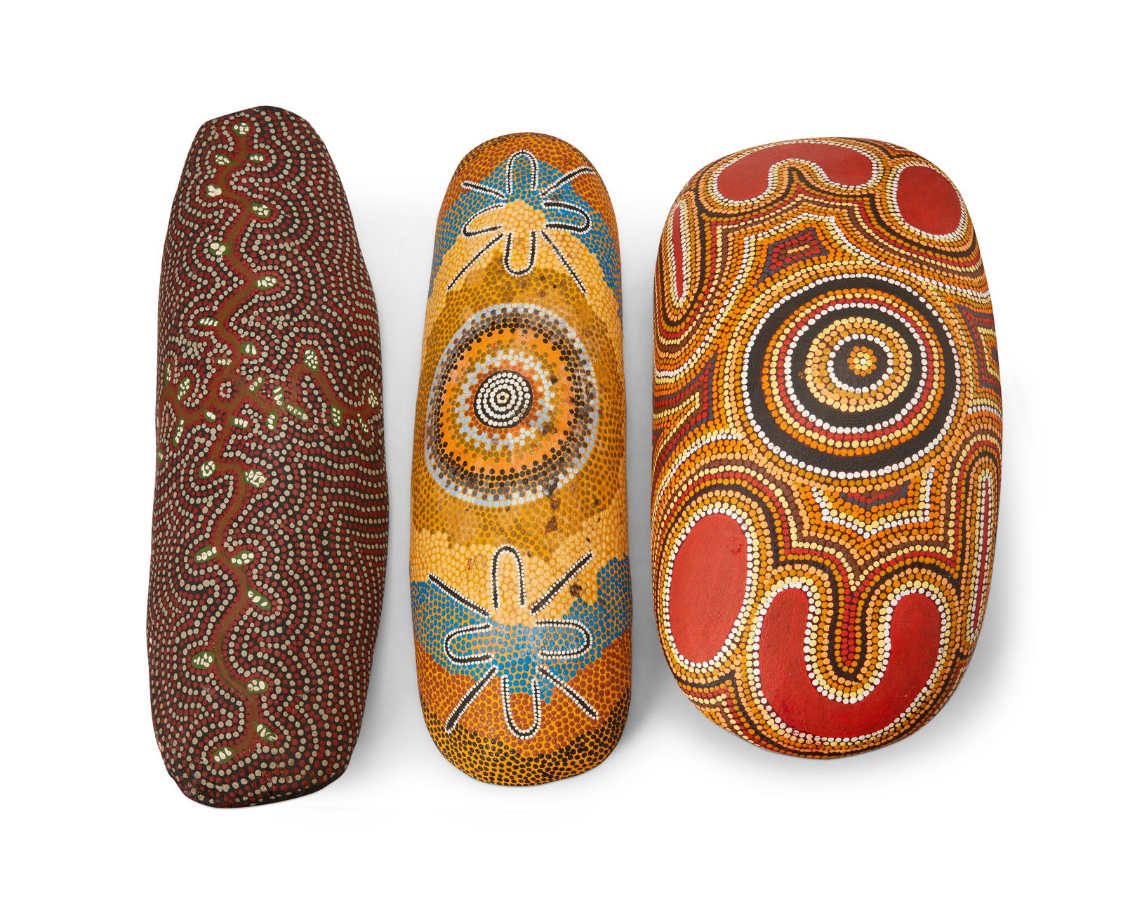 THREE ABORIGINAL POLYCHROME WOOD