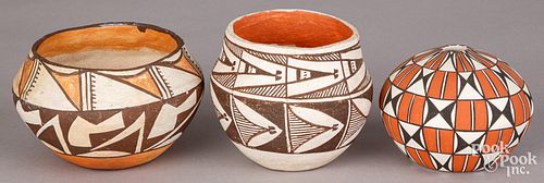 THREE ACOMA INDIAN POTSThree
