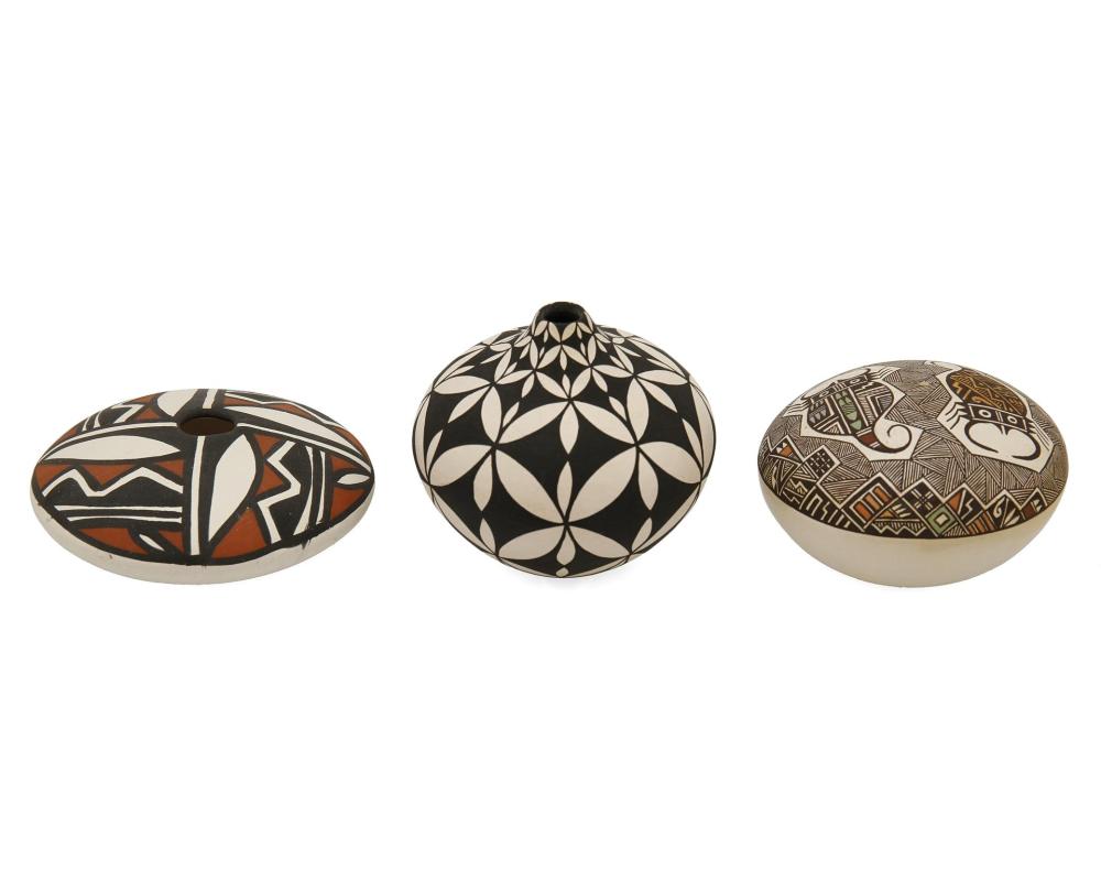 THREE ACOMA PUEBLO MINIATURE