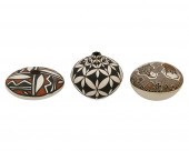 THREE ACOMA PUEBLO MINIATURE P