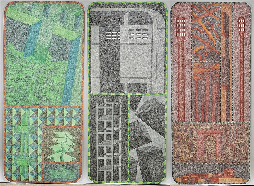 Three acrylic paintings on canvas