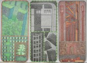 Three acrylic paintings on can