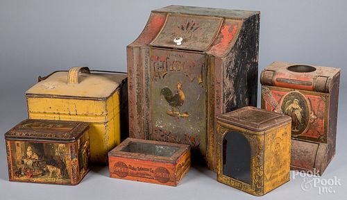 THREE ADVERTISING TINS, CA.
