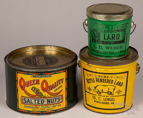 THREE ADVERTISING TINS, TO