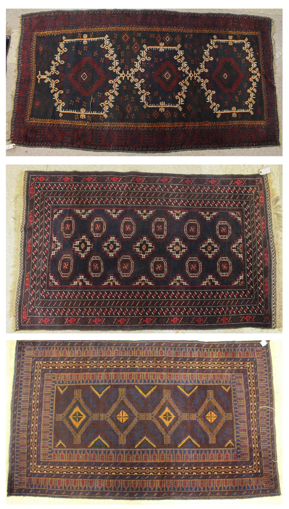 THREE AFGHAN BELOUCH AREA RUGSTHREE